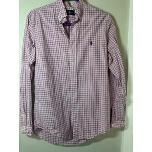 Ralph Lauren Classic Fit Pink Plaid Cotton Button-Down Dress Shirt S 32/33